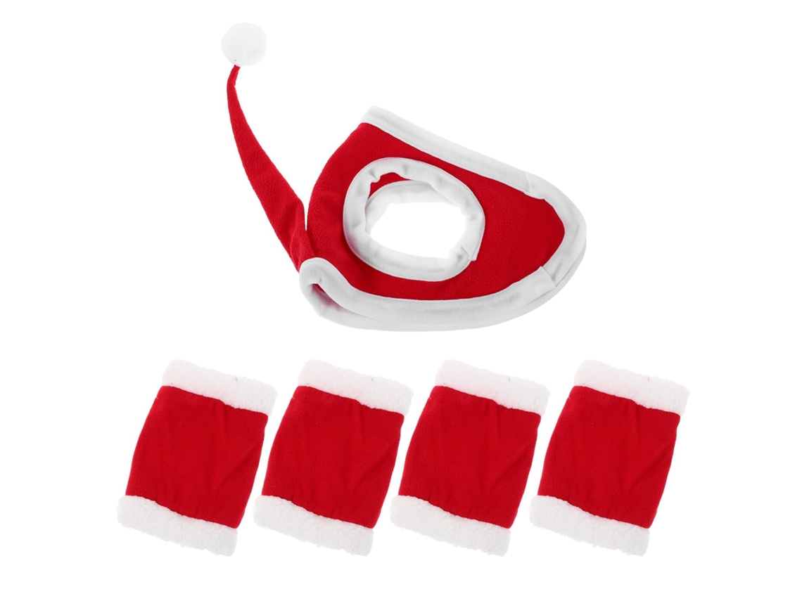 Disfraz de caballo navideño de terciopelo rojo con cómodas botas para las patas y sistema de protección.
