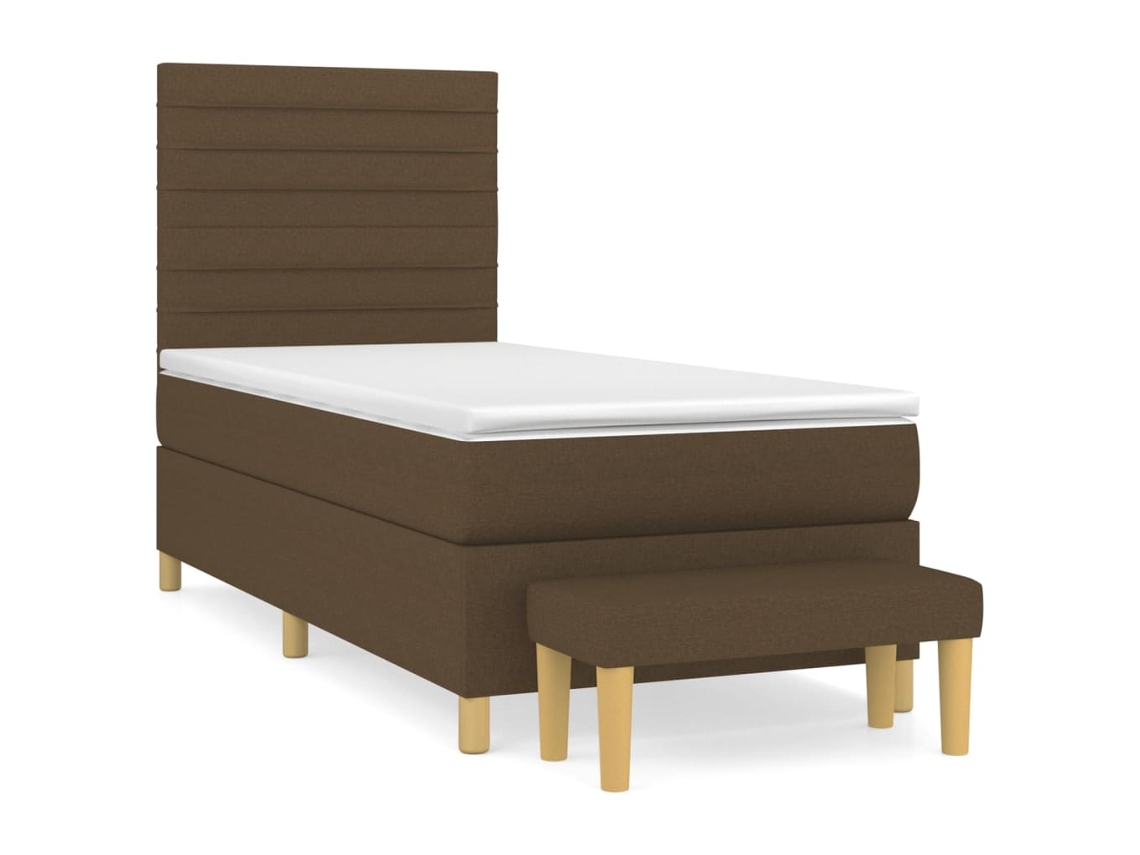 Maison Exclusive - Cama Box Spring Con Colchón Tela Marrón Oscuro 80x200 Cm