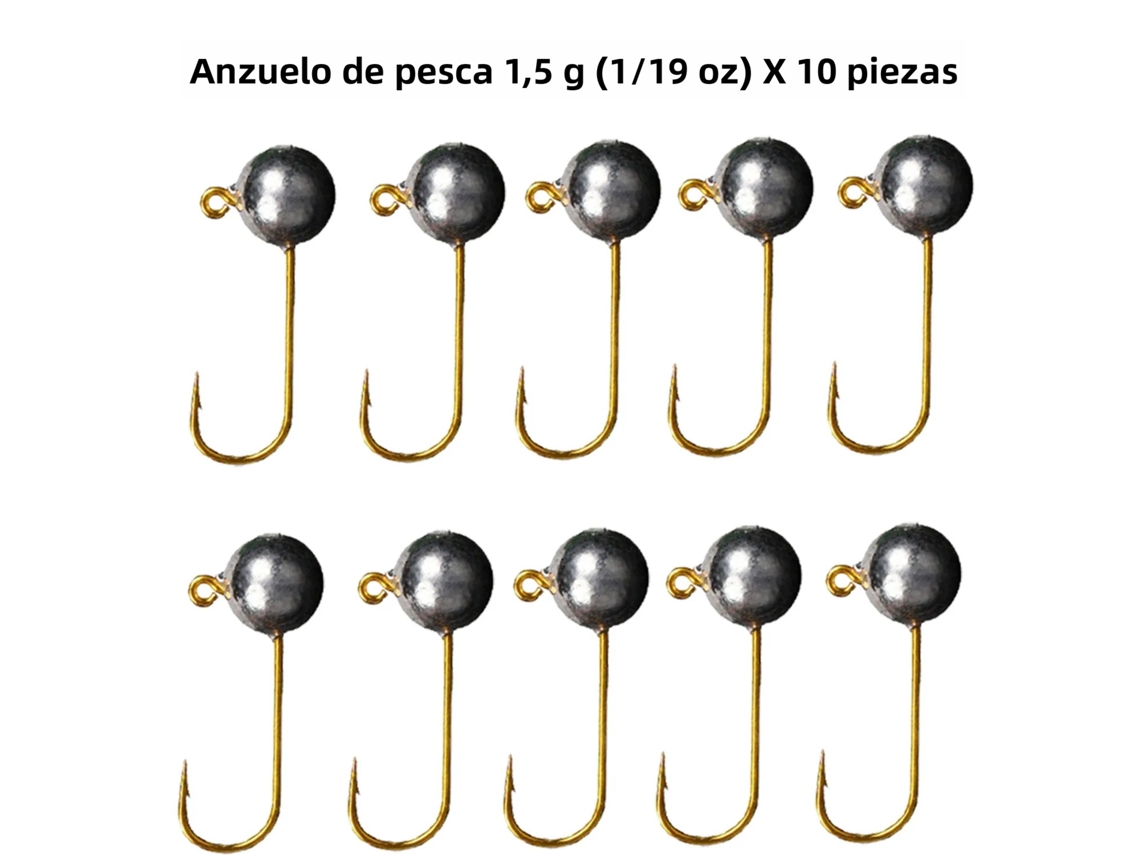 Pacote com 10 Anzóis Miniatura, Aço Alto Carbono, 1,5 G