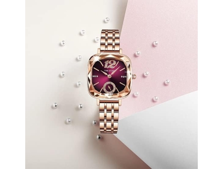 VEANXIN Relojes de pulsera para mujer Oro rosa Acero inoxidable Diamante de imitación Diamante Pequeña cara linda Temperamento T Relojes de vestir ...