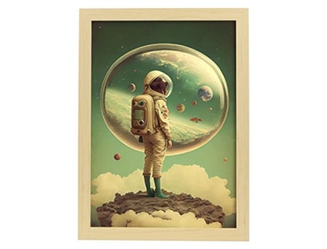 NACNIC Poster Astronauta En Estilo Surrealismo Cinematográfico Ilustraciones Y Grabados De Historieta Abstracta Y Artística A3 Marcos Madera
