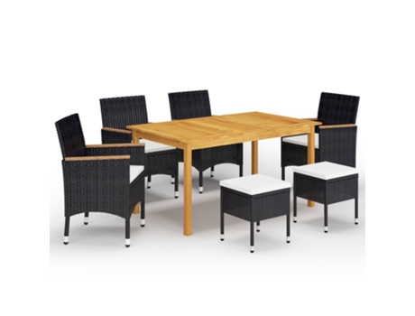Conjunto 7 de comedor de jardín de VIDAXL negro