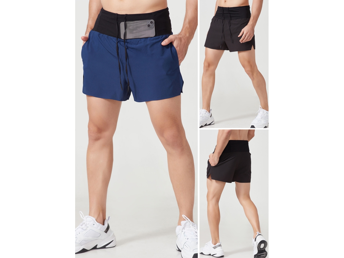 Pantalones Cortos De Entrenamiento Para Hombre Con Forro, Cintura Elástica, Bolsillo Con Cremallera, Secado Rápido Y Transpirables.