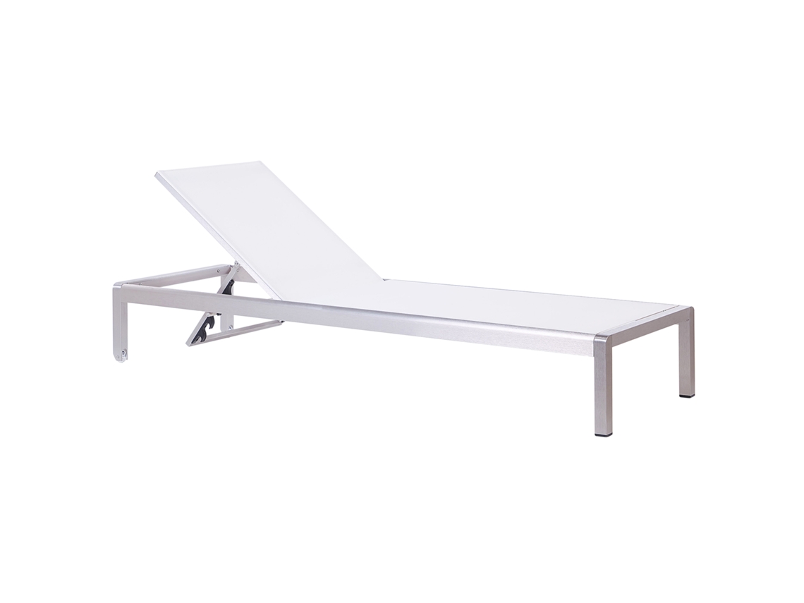 Tumbona de jardín en aluminio y textil BELIANI Fossato de Aluminio Blanco 64x198x93