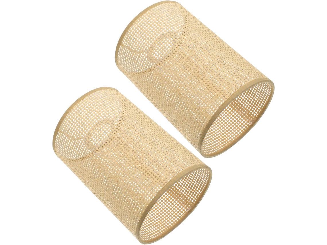 Juego De 2 Lámparas De Mesa Rústicas Y Duraderas De Ratán Con Casquillo E27.