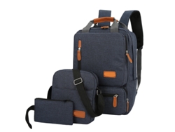 Mochila informal de tres piezas para viajes al aire libre, mochila para portátil de gran capacidad, azul, talla