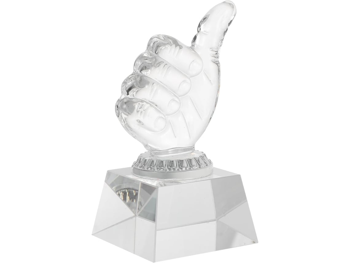 Delicado Trofeo De Cristal Transparente Con Forma De Mano, Diseño Sencillo Y Creativo.
