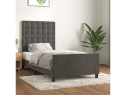Cama con Plataforma y Cabecero Terciopelo Gris Oscuro (100x200 cm)