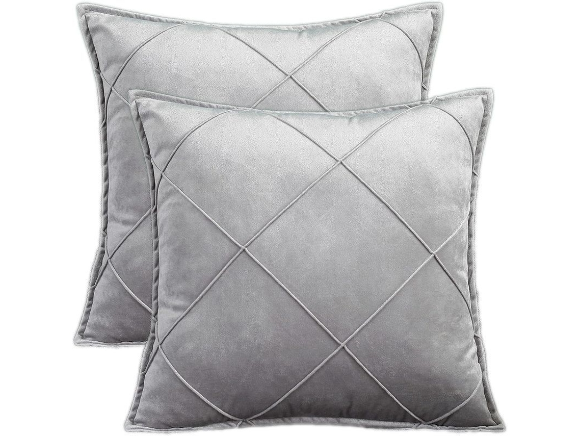 Rebe-fundas De Almohada De Terciopelo 2ud 45x45cm Estilo Nórdico Cuadros Suaves Para Sofa Dormitorio (gris)