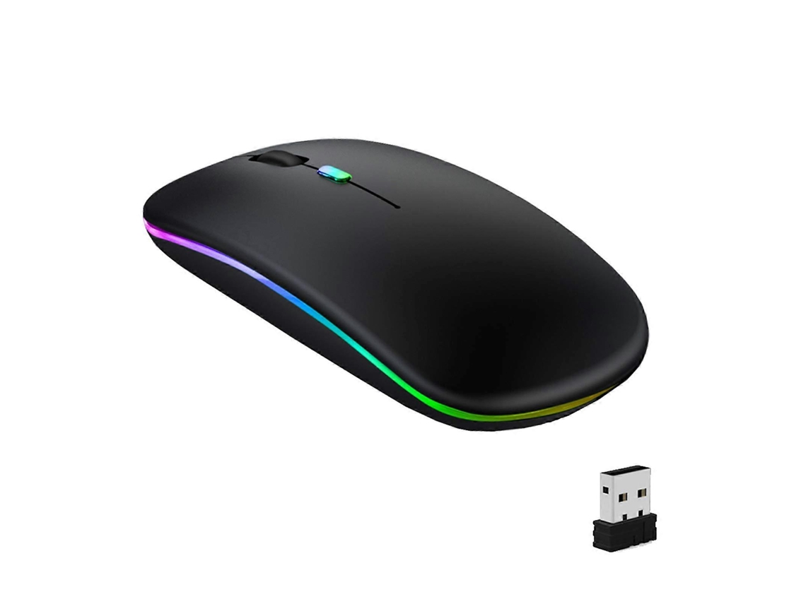 Ratón inalámbrico recargable silencioso con LED, Bluetooth 5.1 y 2.4G.