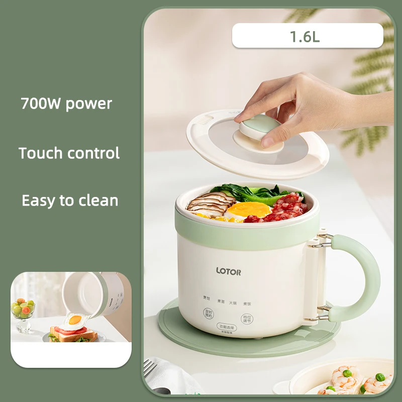 Olla arrocera de 1,6 L con asa plegable, ideal para viajes, multifuncional, 220 V