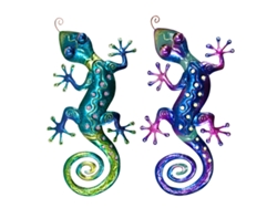 ORIGEN Home Decor - Adorno Lagarto Pack 2 Unidades Adorno Pared Jardin Azul - 1x30x60 cm