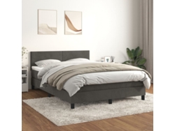 Cama Box Spring Con Colchón Terciopelo Gris Oscuro 140x190 Cm