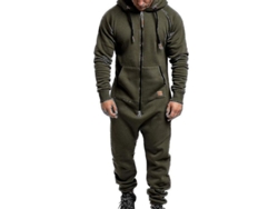 2026-mono Entero Con Capucha Para Hombre, Sudadera Con Cremallera, Traje De Invierno Casual, Jumpsuit De Algodón Mezclado L Verde Ejército
