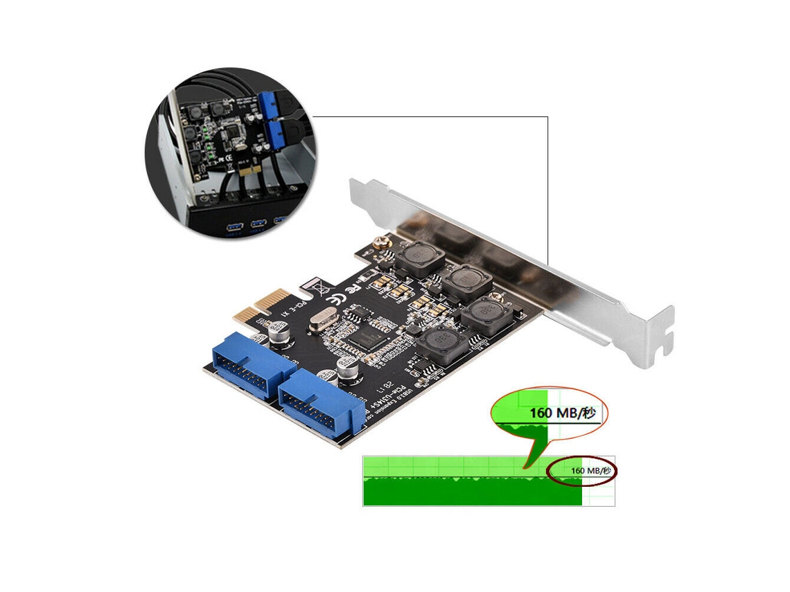 Adaptador De Tarjeta Pci-e A Conector Interno De 2 Puertos De 19 Pines Usb 3.0 De Perfil Bajo