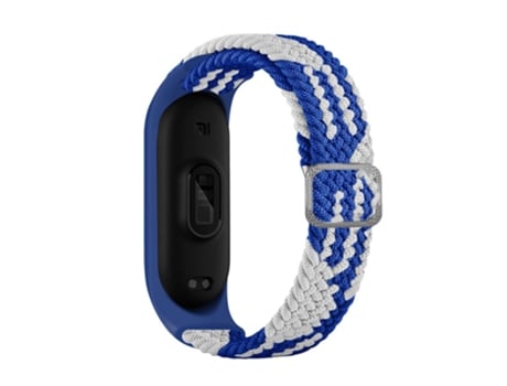 Correa de nailon lazo elástico ajustable elásticos trenzados para Xiaomi Mi Band 5/Band 6/Band 7 - azul/blanco