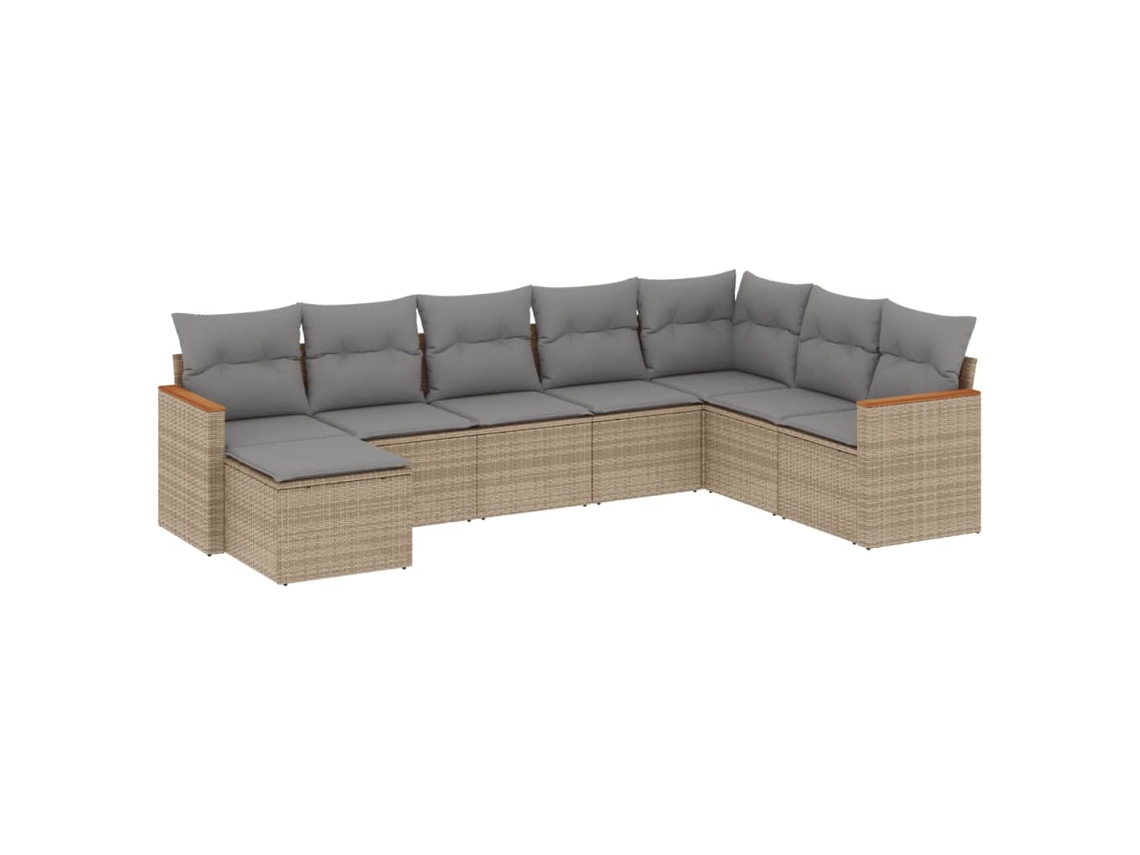 Conjunto 8 de sofás jardín con cojines beige mezcla VIDAXL ratán PE