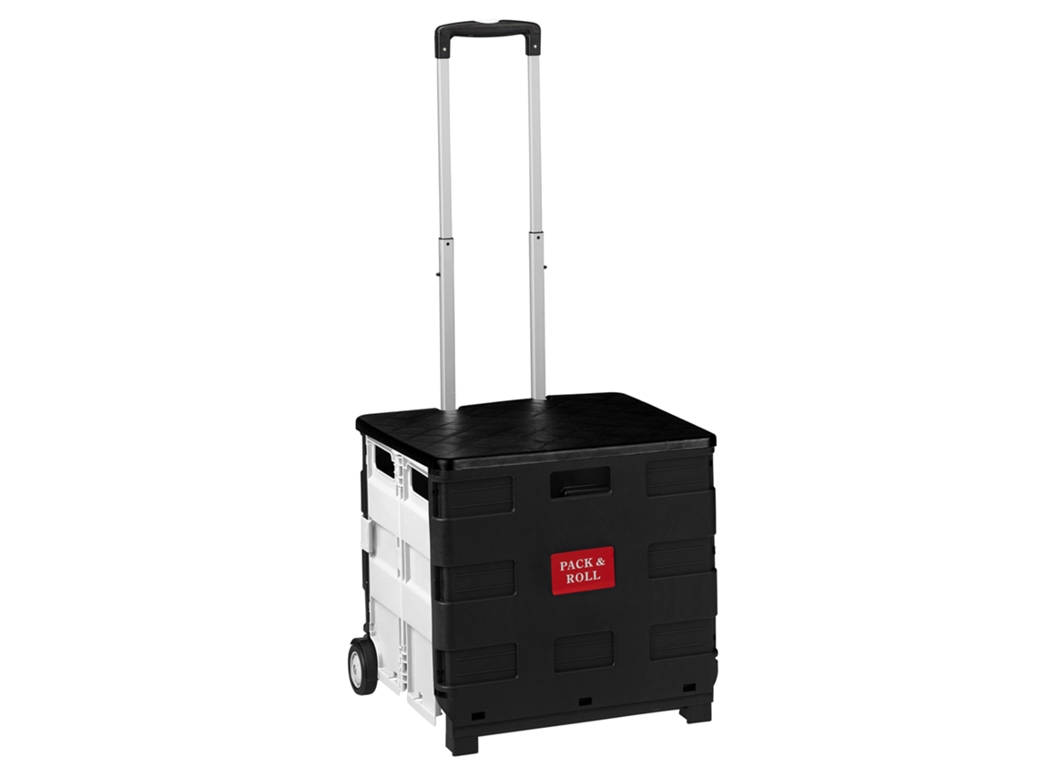 Carrito De La Compra Plegable Relaxdays, Con Asa Telescópica Y Tapa, Hasta 35 Kg, (al X An X F) 99 X 45 X 38 Cm, Blanco
