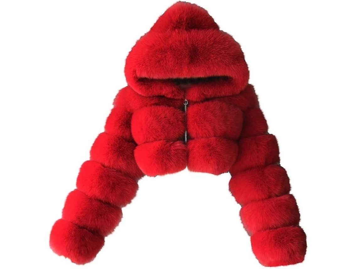 2026-abrigo De Piel Falsa Para Mujer Con Capucha Corto Abrigo Burbuja Fleece Chaqueta Corta Caliente Tallas Para Mujer