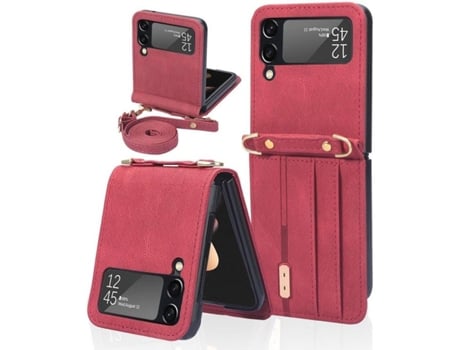 Funda Samsung Galaxy Z Flip 3 5G HFS-HOUSE Cartera Tarjeta Rojo