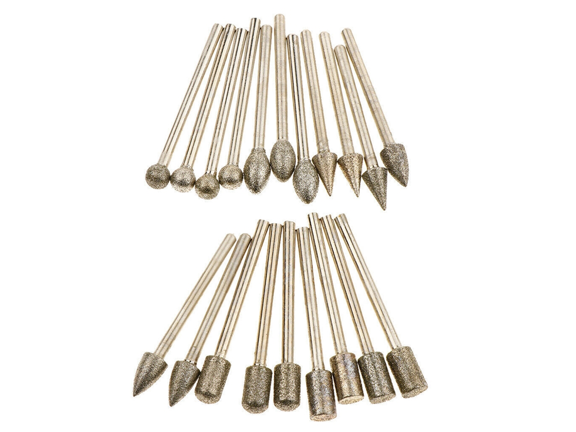 Set De 20 Brocas Diamante Con Mango 3mm, Accesorios Para Herramientas Rotatorias, Para Tallado, Pulido, Grabado Y Mezclado Diy