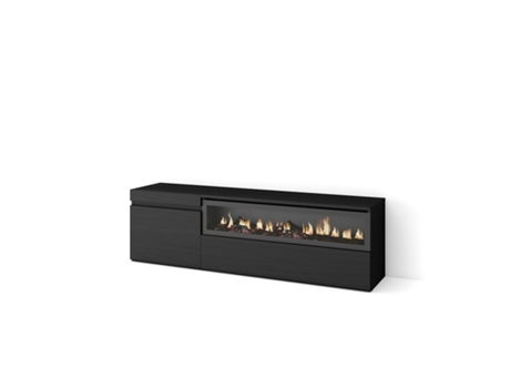 Mueble TV Televisión 150x45x35cm Para TV hasta 65 Chimenea eléctrica Negro