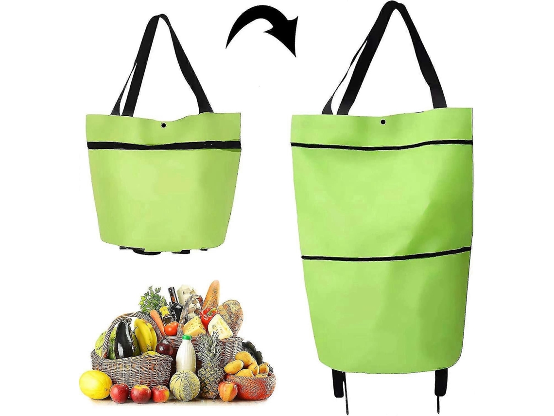 Carrito de compras plegable 2 en 1 de dos etapas con cremallera, ruedas y bolsa de compras (a 1b) t GOKOCO (negro)