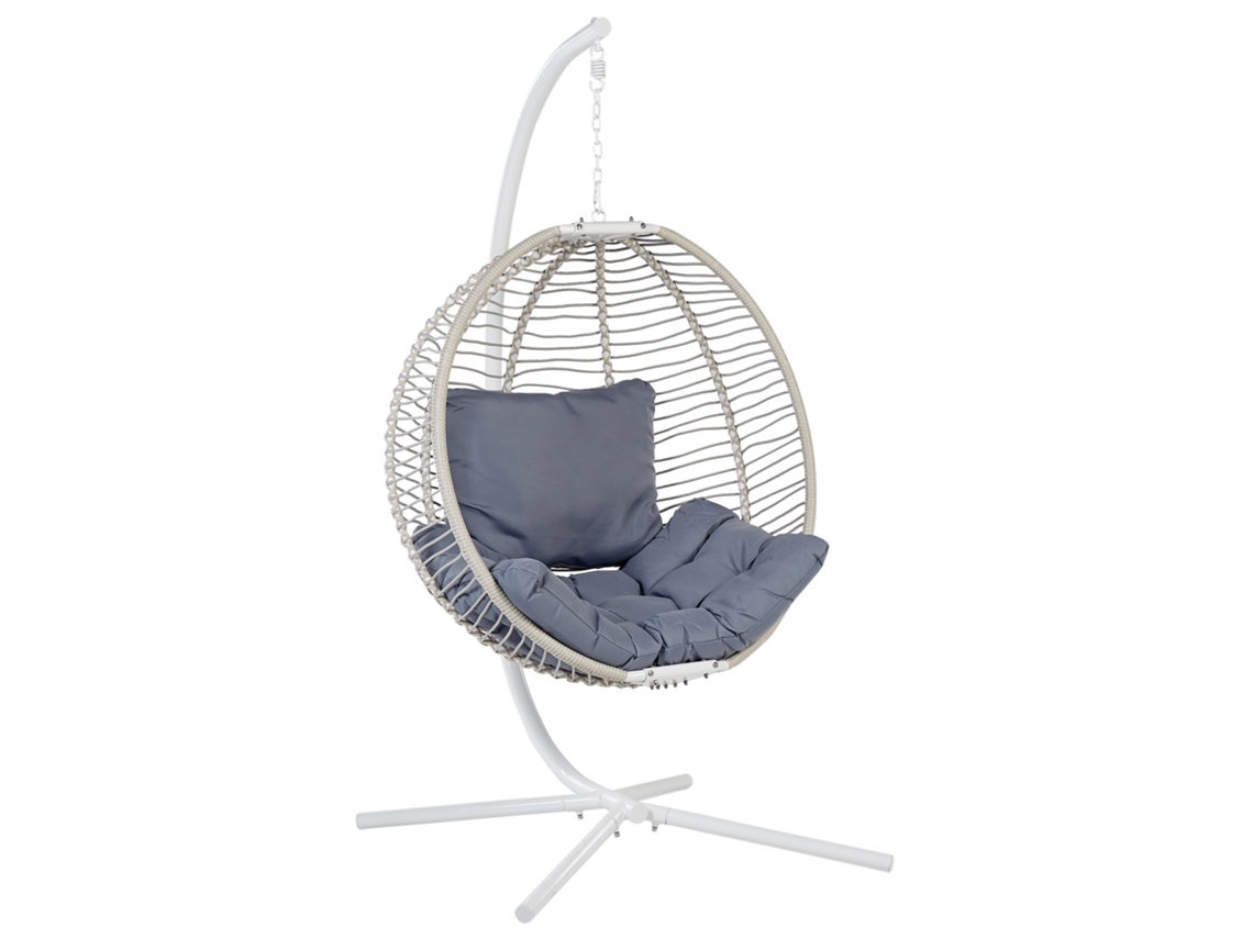 Silla colgante con soporte BELIANI Arco de Poliéster Blanco 100x98x197