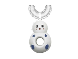 Cepillo de dientes infantil en forma de U para niños de 2 a 6 años, blanqueador con función de masaje y cabezal de silicona suave. GOKOCO