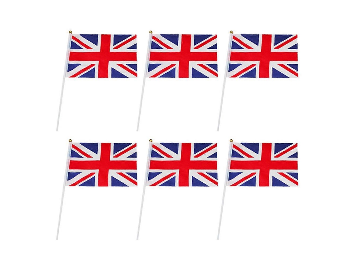 Omni-6 Banderas De Mano Union Jack Jubileo Real Reino Unido Gran Bretaña De Poliéster 28,00x20,00x0,10cm
