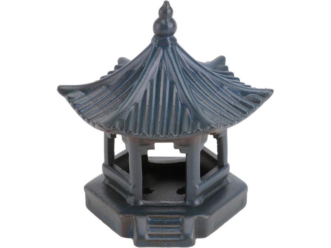 Estátua de Pagode Miniatura de Cerâmica para Jardim de Fadas Pavilhão Hexagonal