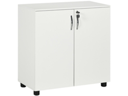 Archivador 2 Puertas 2 Estantes Cerradura Aluminio Blanco 80x40x80