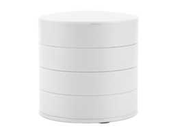Organizador De Joyas Giratorio 4 Capas 360 Grados Caja Redonda Anti-polvo Con Tapa Para Oficina Hogar Blanco