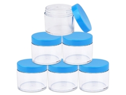 Tarros De Plástico Transparente Herméticos 60ml Con Tapas Azules Para Maquillaje, Cremas, Viajes Y Almacenamiento Azul