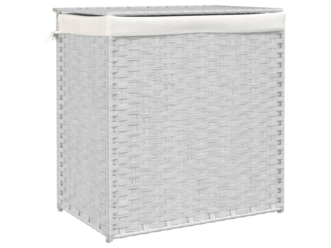 Cesto De La Ropa Sucia VIDAXL Blanco Poli Ratán (53x35x57 cm)