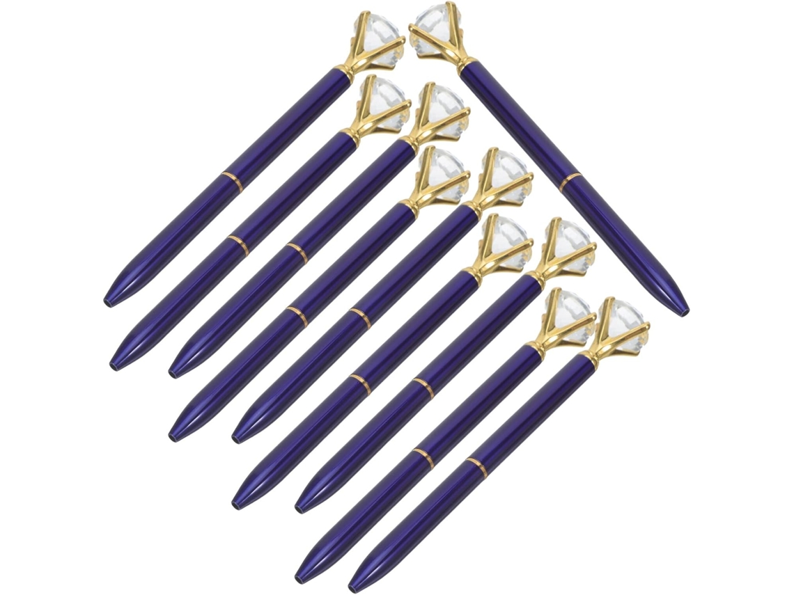 Juego De 12 Bolígrafos Retráctiles De Metal Azul Marino Con Tinta Negra.