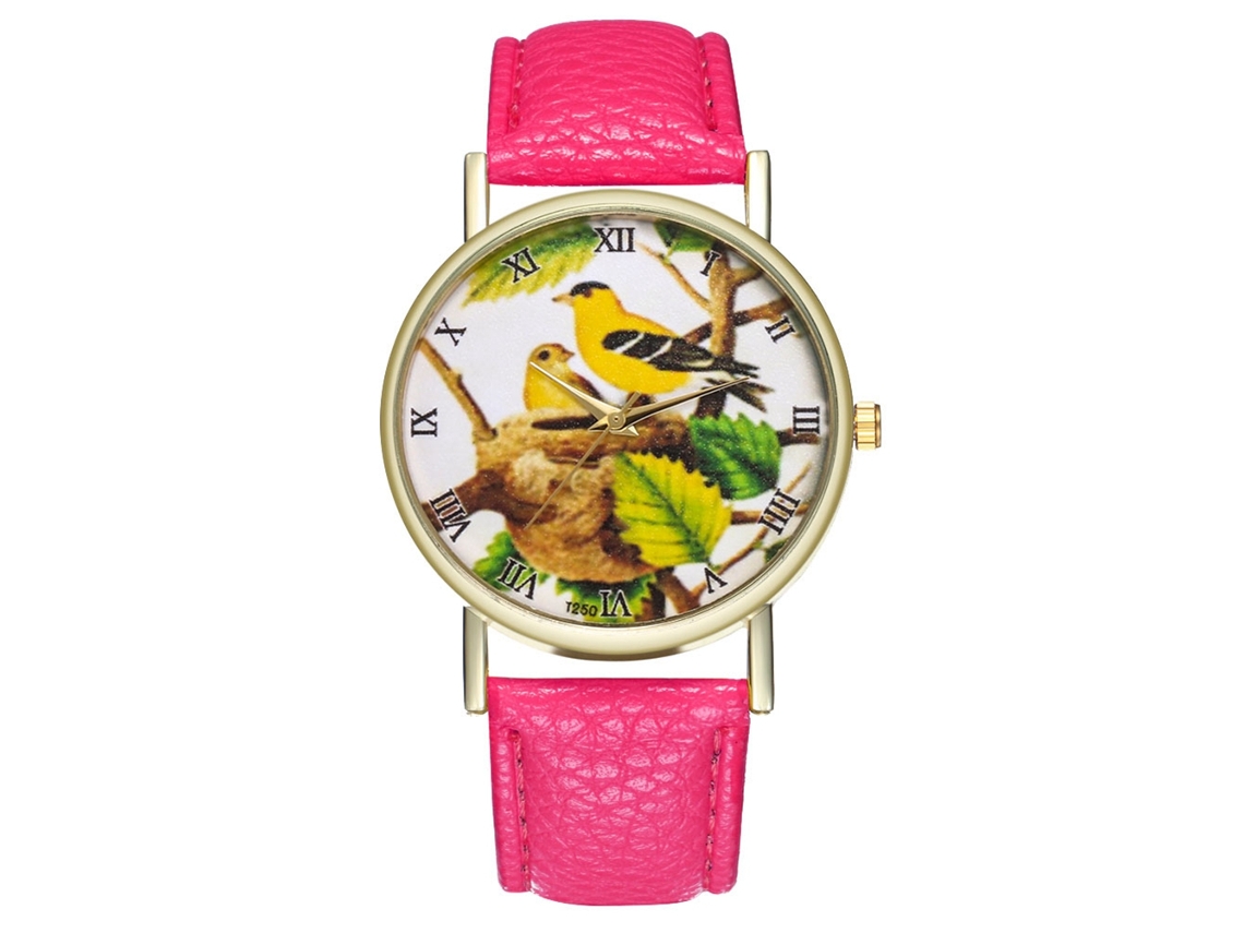 Reloj De Pulsera Analógico De Cuarzo Con Correa De Poliuretano, A La Moda Para Parejas (rojo Y Rosa)