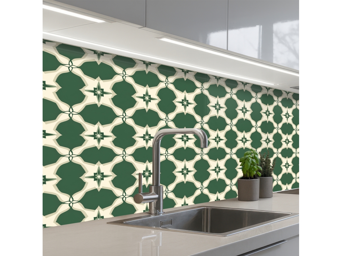 Paneles para salpicadero de cocina - Azulejo clásico - Verde 150x80 cm
