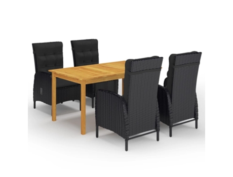 Conjunto 5 de comedor de jardín de VIDAXL negro