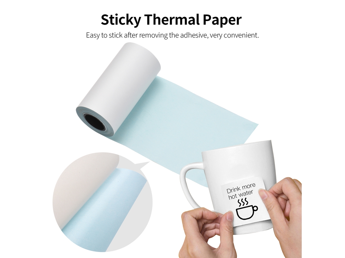 10 Rollos De Papel Térmico Adhesivo De 57x30 Mm, Sin Bpa E Impermeable, Para Mini Impresoras Térmicas Móviles.