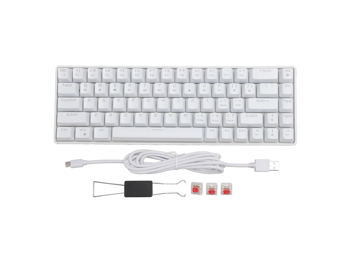 Teclado Mecánico Para Juegos Con 68 Teclas Con Cable, Interruptores Rojos, Retroiluminación Azul Hielo Y 20 Modos De Iluminación.