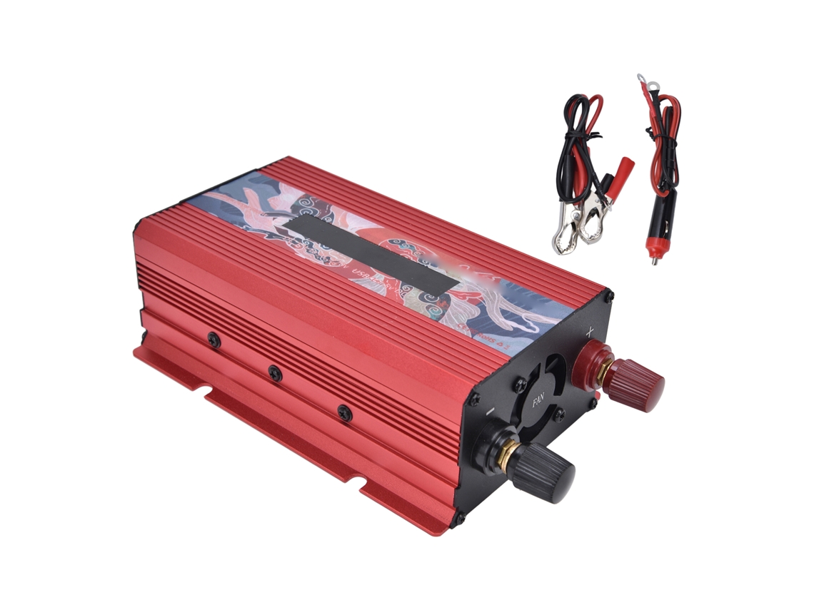 Rebe-convertidor De Energía Inteligente 300w De Aluminio Dc12v A Ac220v Con Pantalla Inversor De Potencia Rouge