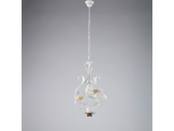 Cesto - Lámpara De Araña Shabby De Hierro Lacado Blanco 1 Luz 112 - Ø33 - Bl274-1-bco