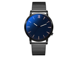 Reloj De Pulsera De Cuarzo Sencillo De Aleación Para Hombre Con Detalles En Negro Y Azul.