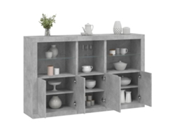 Aparador | Mueble De Comedor | Buffet Con Luces Led Gris Hormigón 162x37x100 Cm Wsd762497