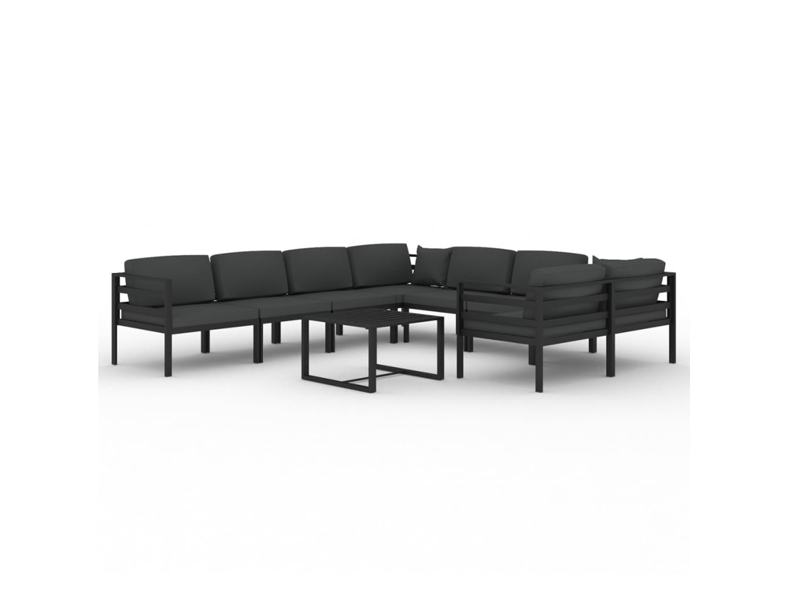 Conjunto de 9 sillones de jardín con cojines de aluminio antracita MAISON EXCLUSIVE