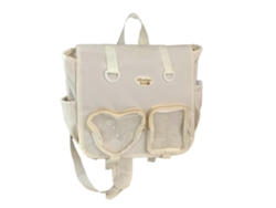 Mochila sencilla y práctica para niñas con bolsillo transparente, mochila escolar de nylon para portátil, mochila escolar JK blanca.