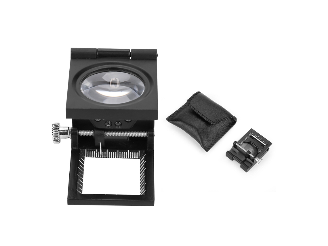 Lupa Plegable De 10 Aumentos Con Mango De Zinc, 2 Led Y Regulador, Cristal Óptico Para Textiles Y Mediciones Pequeñas.