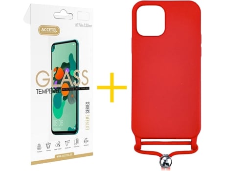 Kit Carcasa y Protector iPhone 12 « 12 Pro Skyhe Gel Rope Rojo