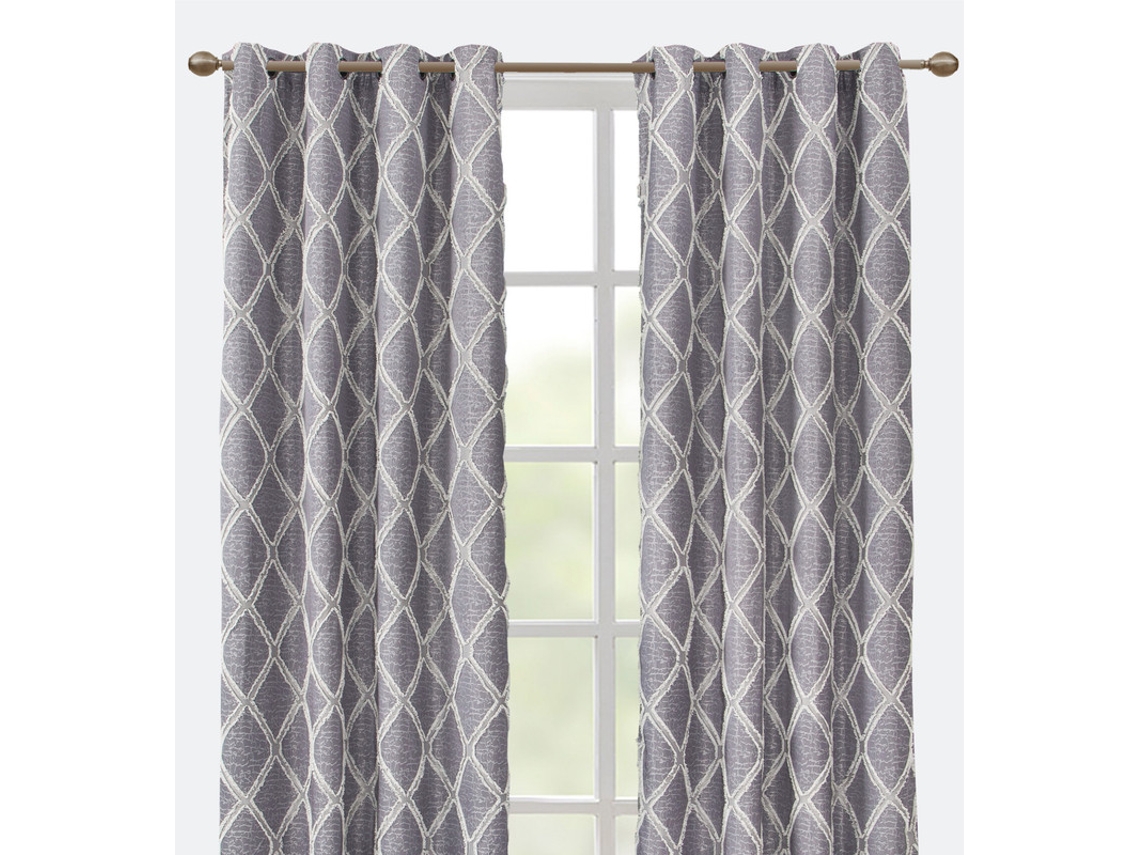 Cortina con estampado de rombos gris oscuro 140 x 260 cm - Individual